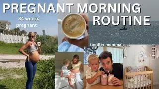 Thumbnail: My Realistic Pregnant Morning Routine // 35 Weeks Pregnant Toddler Momma