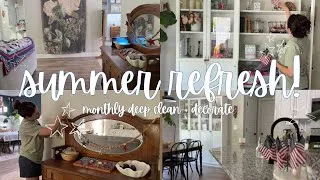 Thumbnail: Clean with me ✨ monthly deep clean + decorate for 4th of July 💙⭐️♥️ 