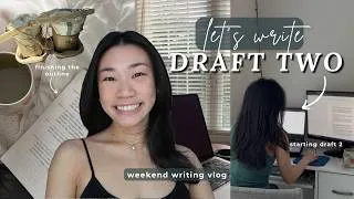 Thumbnail: a weekend of writing 🌦️🍋🍵 | finally starting draft two!