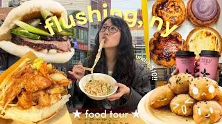 Thumbnail: FLUSHING NYC FOOD TOUR (under $10!) 🍜🍰🥟🍡 jian bing, Chinese dumpling, jasmine tea. etc!