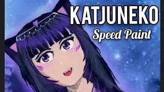 Thumbnail: Katjuneko Night Themed Speed Paint | Digital Art Process