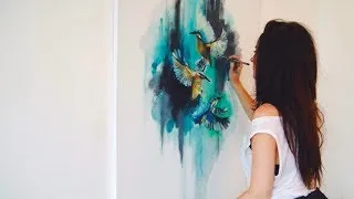 Thumbnail: Abstract Birds Oil Painting - Time-Lapse - Speed Painting