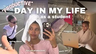 Thumbnail: *PRODUCTIVE* day in my life ⭐️| online school life, work bts & decorating my home 