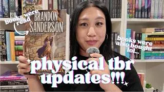 Thumbnail: major updates for my physical tbr! progress has been made | books read, unhaul, and yes a haul lol