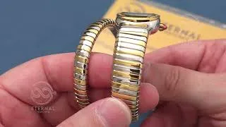 Thumbnail: SUPER MOD Serpenti Spiga 35mm White/Genuine Diamonds YGS/S White Dial Swiss Qtz