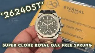 Thumbnail: SUPER CLONE Royal Oak Chronograph 26240ST 41mm SS/SS Green Dial V2 SH4401 (Free Sprung)