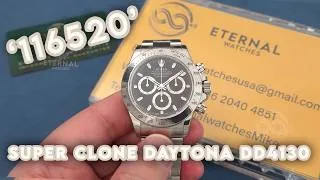 Thumbnail: SUPER CLONE Daytona 116520 40mm SS/SS Black Dial DD4130