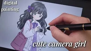 Thumbnail: Painting a Sweet Photographer Girl 📸💜 | Cozy Digital Art Process✨