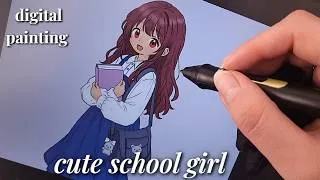 Thumbnail: Painting a Cute Student Illustration 📚💕 | Relaxing Digital Painting 🎨