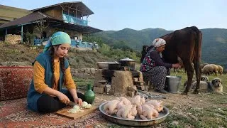 Thumbnail: IRAN village life; Cooking bread and chickens with Vegetable 