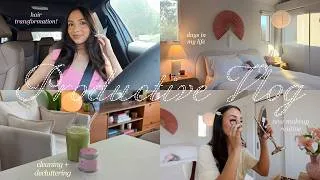 Thumbnail: PRODUCTIVE VLOG 🧘🏻‍♀️🍵  cleaning, getting my hair done, errands, makeup routine, decluttering, etc!