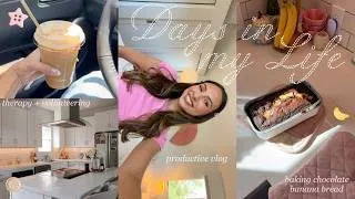 Thumbnail: PRODUCTIVE VLOG 🩵 days in my life! baking, running errands, volunteering, therapy, etc!