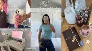 Thumbnail: MAY VLOG 🌸 productive days in my life! cleaning, working out, grocery shopping, nails, filming, etc!