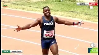 Thumbnail: Ferdinand Omanyala clocks 10.00 to win the 100m National Title at the Nyayo National Stadium 