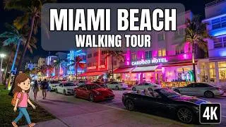 Thumbnail: Let's Go for a Night Walk in Miami Beach: Ocean Drive, Ocean Walk, South Pointe Park, Free Trolley