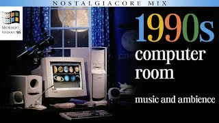 Thumbnail: 90s computer room ✨🛰️ 𝐰𝐢𝐧𝐝𝐨𝐰𝐬 𝟗𝟓 𝐧𝐨𝐬𝐭𝐚𝐥𝐠𝐢𝐚𝐜𝐨𝐫𝐞/𝐮𝐭𝐨𝐩𝐢𝐚𝐧 𝐬𝐜𝐡𝐨𝐥𝐚𝐬𝐭𝐢𝐜 𝐦𝐮𝐬𝐢𝐜 𝐚𝐧𝐝 𝐚𝐦𝐛𝐢𝐞𝐧𝐜𝐞 🎧 (No AI)