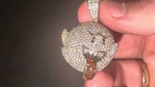 Thumbnail: 14K White Gold Mario Boo Pendant 3.10 cts Diamonds + 0.40 cts Rubies FULL REVIEW