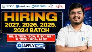 Thumbnail: 5 Off Campus Jobs 2026 | 2024-2027 Batch | BTech, BCA, MCA Freshers Apply
