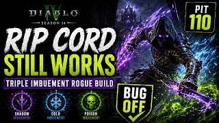 Thumbnail: RIP CORD proof of build concept Pit 110 — Triple Imbuement Rogue | Bug Off | Diablo 4 Season 14