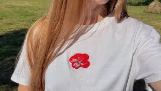 Thumbnail: Embroidering a vibrant beaded hibiscus flower on a T shirt 🌺