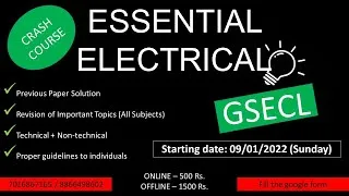 Thumbnail: GSECL|| Crash Course Electrical (Plant Attendant & Junior Engineer)|| Online & Offline|| 09/01/2022