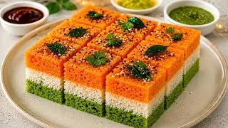 Thumbnail: 🇮🇳 ऐसा तिरंगा ढोकला आपने पहले नहीं देखा होगा | Independence Day Special | Tricolour Dhokla Recipe 