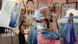 Thumbnail: I made a gown fit for a *Water Goddess*🌊❄️ (FULL PROCESS: design, patternmaking, sewing)