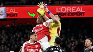 Thumbnail: Gabriel’s Controversial Header Sparks VAR Debate | Arsenal vs Villa Highlights | VAR Controversy 