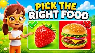Thumbnail: Pick the Healthy Food | Kids Quiz Challenge with Food Surprises! 😮