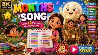 Thumbnail: 📅 Months Song for Kids | Learn 12 Months in English | 3D Cartoon Nursery Rhymes | KidsBells Telugu