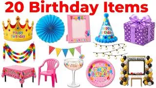 Thumbnail: 20 बर्थडे सामान के नाम | 20 Birthday Items Names in English for Kids with Pictures & Sound