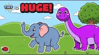 Thumbnail: Baby Animals Learn Sizes: Tiny Ladybug Meets HUGE Brachiosaurus 🐘 | Kids Songs