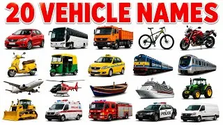 Thumbnail: 20 Vehicle Names in English and Hindi | Learn Vehicles for Kids | English Vocabulary | Kids Learning