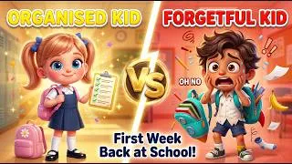 Thumbnail: Organised Kid vs Forgetful Kid 🎒 | First Week Back at School! | Kids Moral Story | 3D Animation