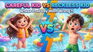 Thumbnail: "Careful Kid vs Reckless Kid: Swimming Pool Rules Story for Kids 🏊"