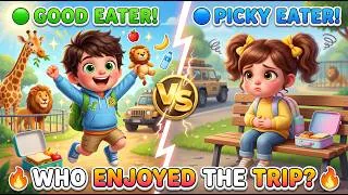 Thumbnail: Picky Eater vs Good Eater Kid 🍎 | The School Trip Disaster! | Kids Moral Story |3D Animation for Kid