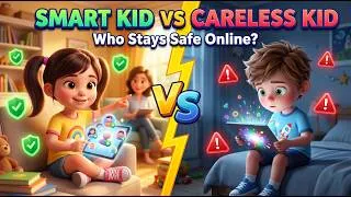 Thumbnail: "Two Kids, Same Day, Different Choices 👦👧 Online Safety Story for Kids"online wala