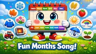 Thumbnail: 12 Months of the Year Song for Kids 🌈 | Learn January to December | Fun Nursery Rhyme for Toddlers