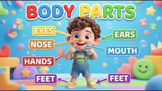 Thumbnail: Body Parts Names for Kids | Learn English Body Parts | Head, Eyes, Nose, Ears & More