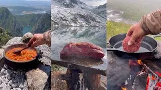 Thumbnail: 1 hour compilation of that guy cooking up a whole feast in asgard 😭🥩🏔️🔥