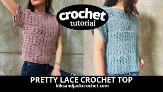 Thumbnail: Easy Lightweight Lace Crochet Tee Top Tutorial! Stitch Tutorial for Beginners + Free Written Pattern