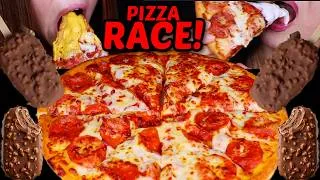 Thumbnail: ASMR Cheesy pepperoni pizza RACE! Chocolate crunch ice cream bars, BBQ ribs *BIG BITES* 먹방