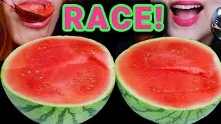 Thumbnail: WATERMELON RACE EATING COMPETITION! EXTREME SPEED EATING *BIG BITES*