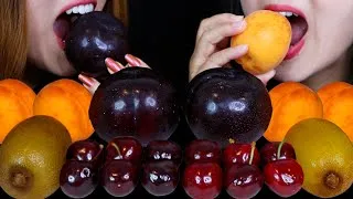 Thumbnail: EATING BLACK PLUMS, BIG CHERRIES, GOLDEN KIWI, JUMBO APRICOTS *JUICY FRUIT EATING SOUNDS*