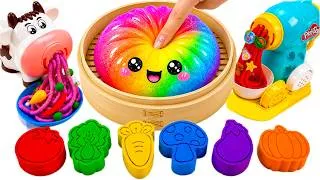 Thumbnail: How to make Play Doh Vegetables Fruits with Rainbow Dumpling Squishiy 🌈 Kinetic Sand ASMR