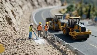 Thumbnail: Tiny Machines Build an Incredible Mountain Road! | Miniature Construction ASMR