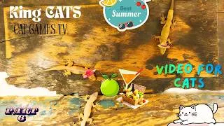 Thumbnail: Cat games! Video for cats! House Lizards Part 6 - Summer Party. Lizards for cats to watch. CAT TV