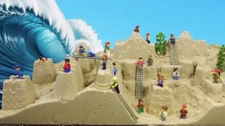 Thumbnail: Sand Castle Flood: Lego Minifigures Tsunami Disaster - Dam Breach Experiment