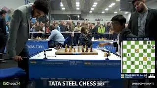 Thumbnail: Gukesh’s Amazing Blunder in Winning Position against Pragg || Tata Steel Chess 2024 Highlights