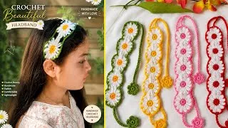 Thumbnail: DIY Crochet Daisy Flower Headband🌼 ! Easy Tutorial for beginners!#diy 